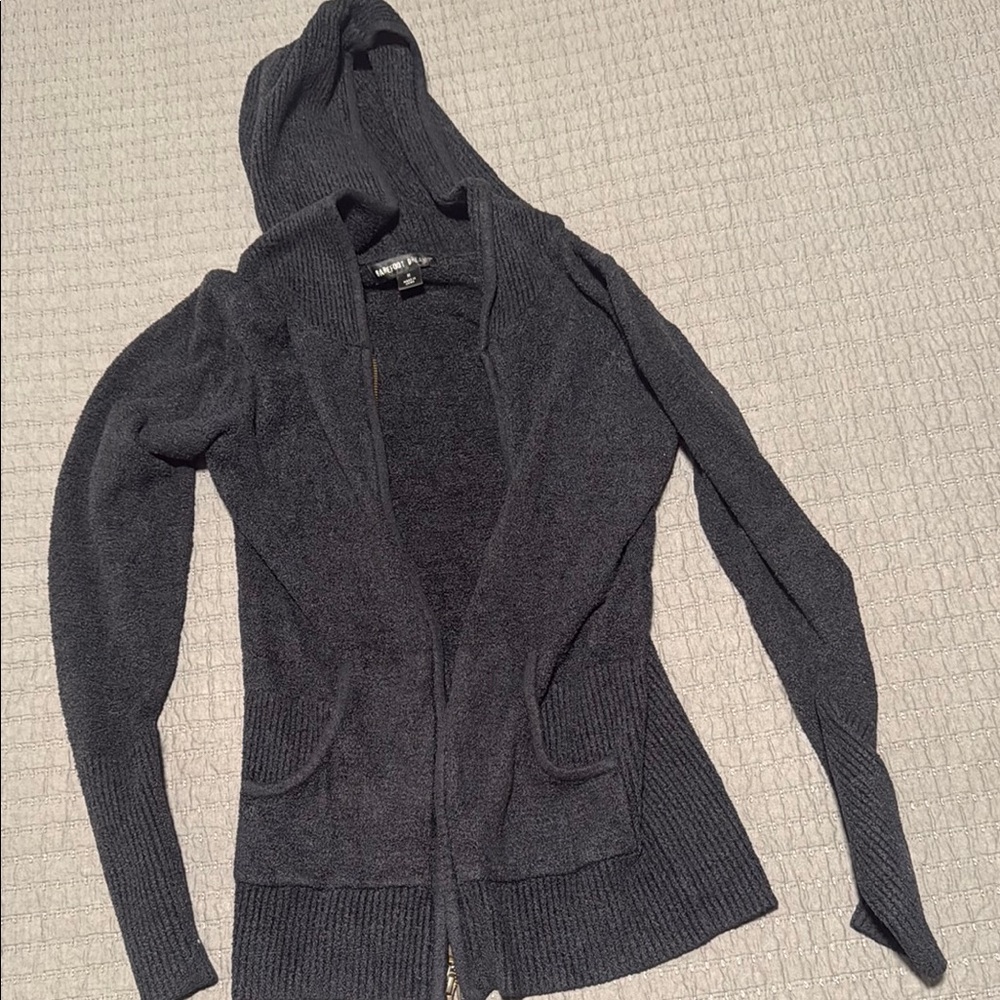 Barefoot Dreams Black Cardigan with Hood and Slim Fit